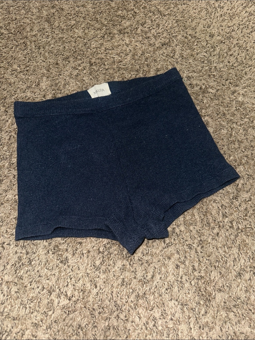 Mikita Blue Ribbed Loungewear Shorts